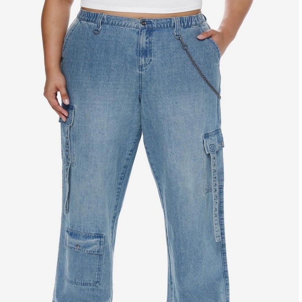 Hot Topic Wide Leg Cargo Pants Womens Plus Size 16 34x31 NEW